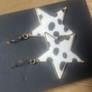 Cowhide star earrings